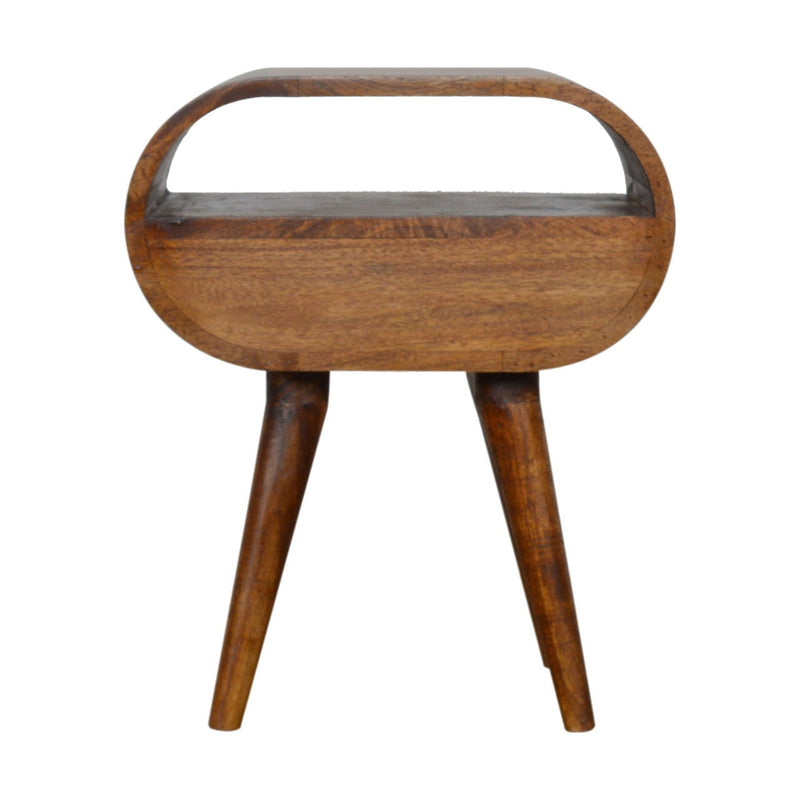 21" Modern Solid Wood Oval One Drawer Nightstand - Brown