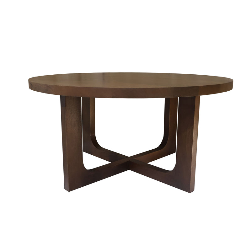 36" Solid Wood Round Cross Legs Coffee Table - Brown