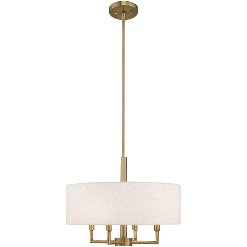 23" Four Light Dimmable Chandelier With Shades - Antiqued Brass