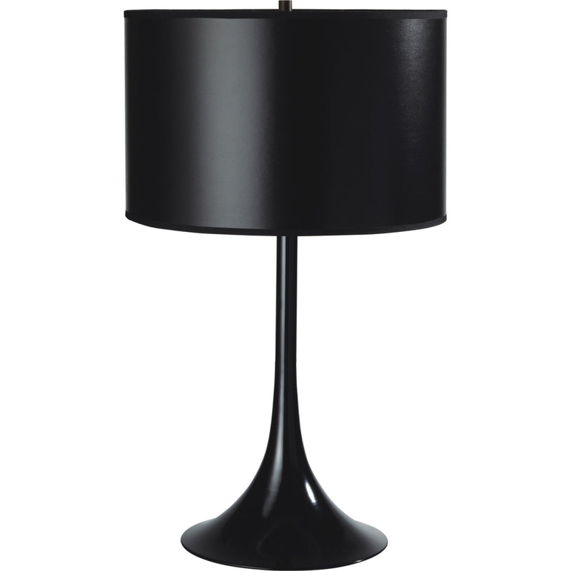 Minimalist Metal Table Lamp With Black Classic Drum Shade - Black