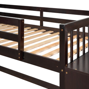 Twin over Twin Bunk Bed with 4 Drawers and 3 Shelves-Espresso(OLD SKU: LP000067AAP)