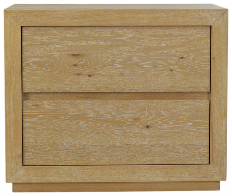 Wood Two Drawer Nightstand - Oak