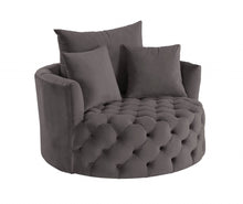 Load image into Gallery viewer, Velvet Solid Color Swivel Barrel Chair - Gray

