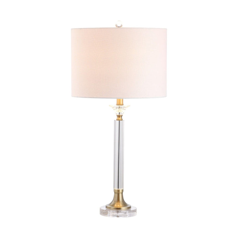 Table Lamps With Drum Shades (Set of 2) - Clear / Gold / White