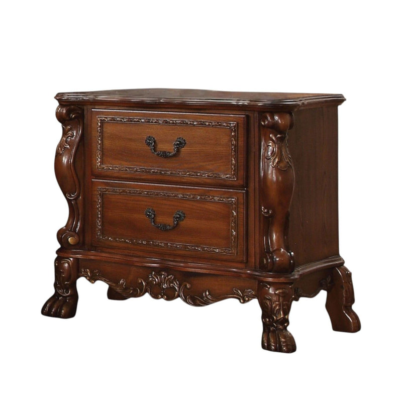 31" Wood Two Drawer Nightstand - Oak