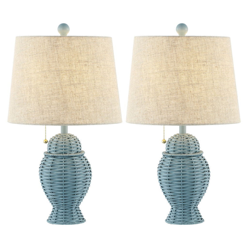Urn Table Lamps With Empire Shades (Set of 2) - Blue