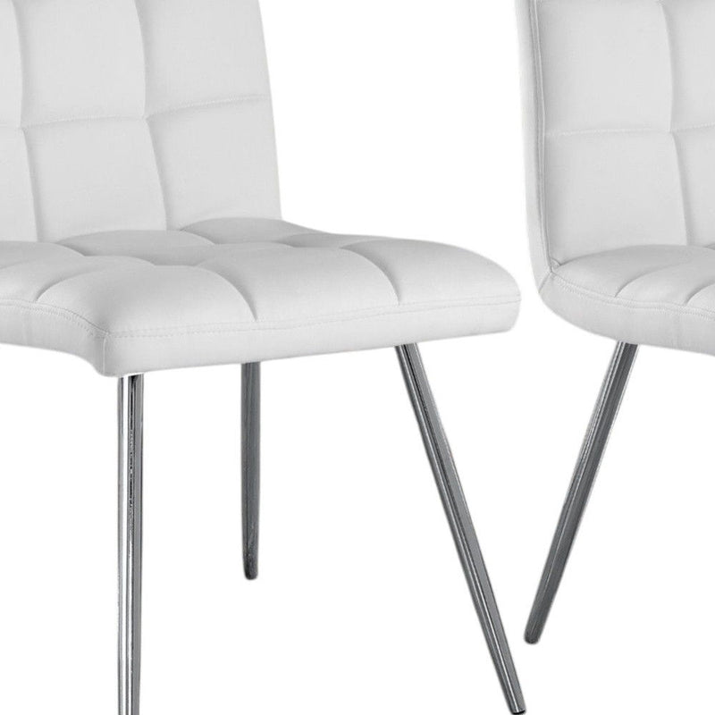Tufted Faux Leather Dining Room Side Chairs (Set of 2) - White