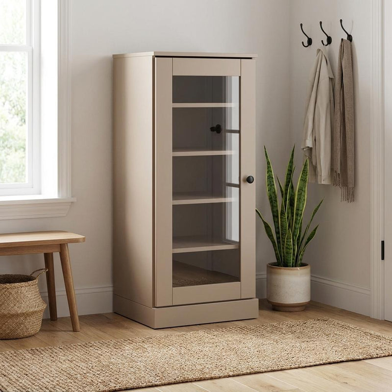 Ten Pair Solid Woodshoe Storage Cabinet (752254) - Beige