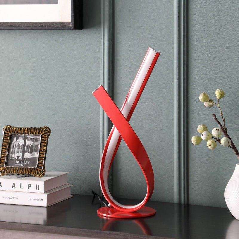 Modern Abstract Ribbons Table Lamp - Red