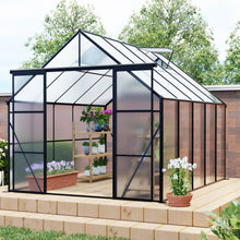 Load image into Gallery viewer, Double Door Polycarbonate house Raised Base And Anchor Aluminum Heavy Duty Walk In houses For Outdoor Backyard In All Season
