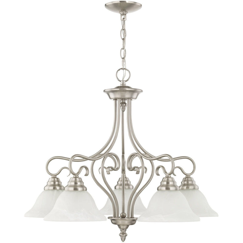 23'' Five Light Dimmable Chandelier With Shades - Pearl Silver / Nickel