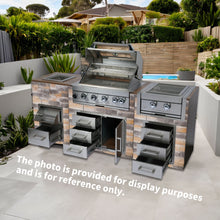 Load image into Gallery viewer, Built-In Outdoor Kitchen LPG Gas Grill 60000 Btu, Drop-In Ice Box With BBQ Tool Set - Silver
