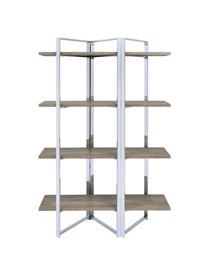 Four Tier Etagere Bookcase - Natural / Silver