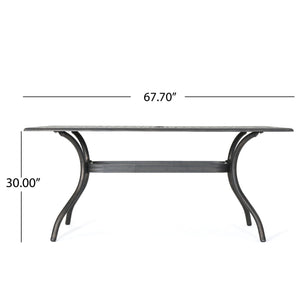 Enchantia - Outdoor Rectangular Dining Table With Weave Tabletop And Flared Legs - Copper