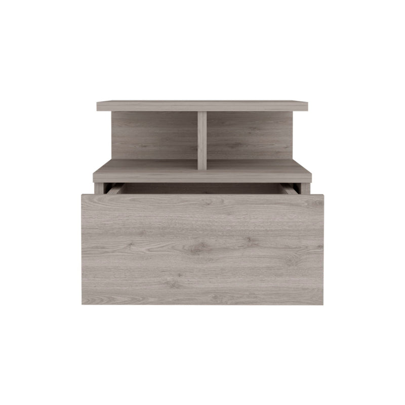 12" One Drawer Faux Wood Floating Nightstand - Gray