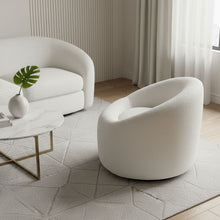 Load image into Gallery viewer, Boucle Swivel Lounge Chair - White
