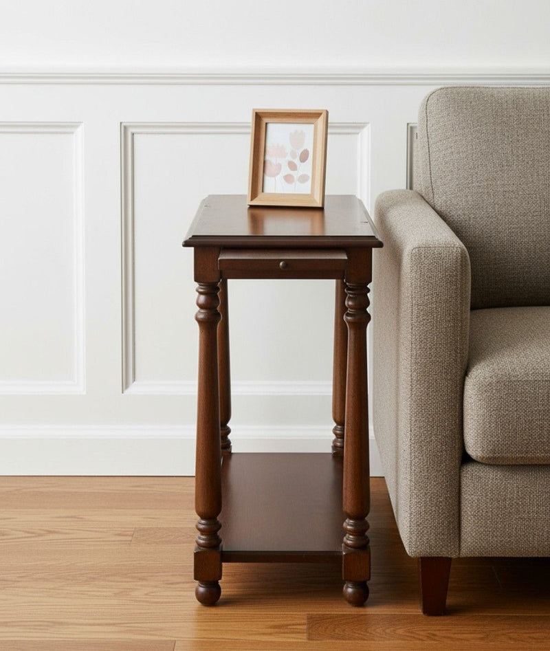 End Table With Shelf - Wood Brown