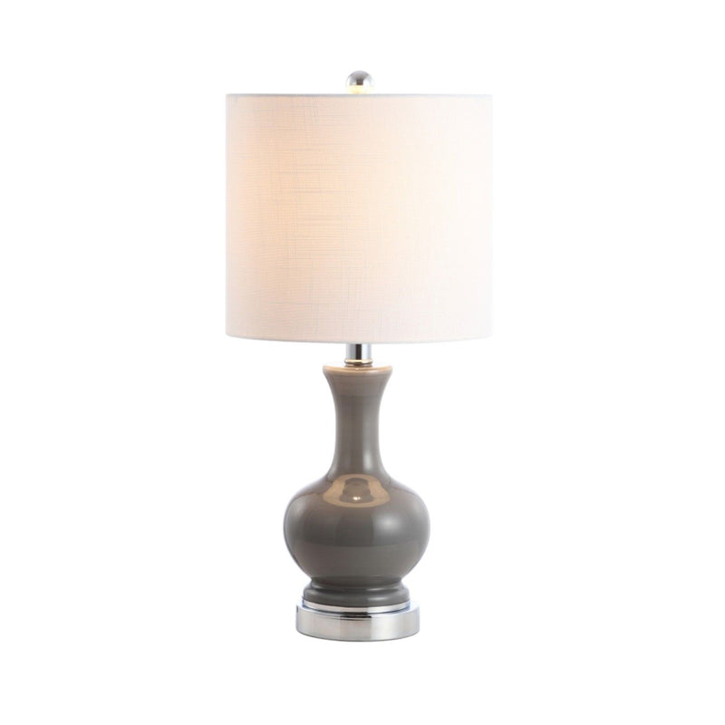 Urn Bedside Lamps With Drum Shades (Set of 2) - Gray
