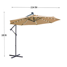 Load image into Gallery viewer, Outdoor Cantilever Patio Umbrella With 32 LED Lights 10 Ft Hanging Design Easy Open Adjustment Metal Frame - Taupe
