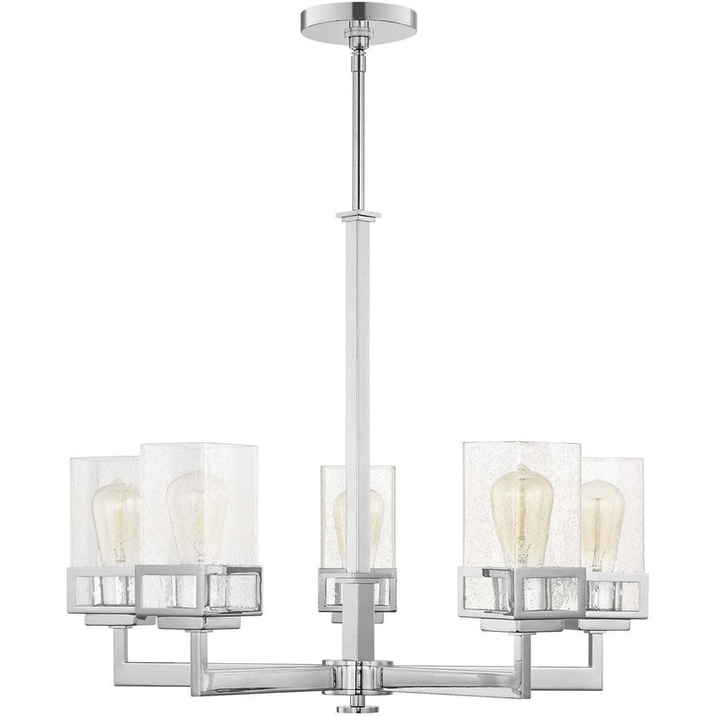29" Five Light Dimmable Chandelier With Shades - Silver