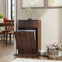 Load image into Gallery viewer, Tilt Out Trash Can Cabinet With Wave Textured Drawer &amp; Pull Out Bin
