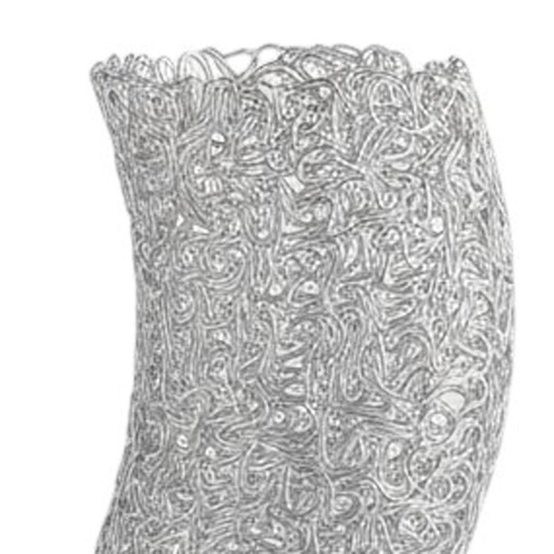 Bedside Table Lamp With Silver Swirl Novelty Shade - Silver
