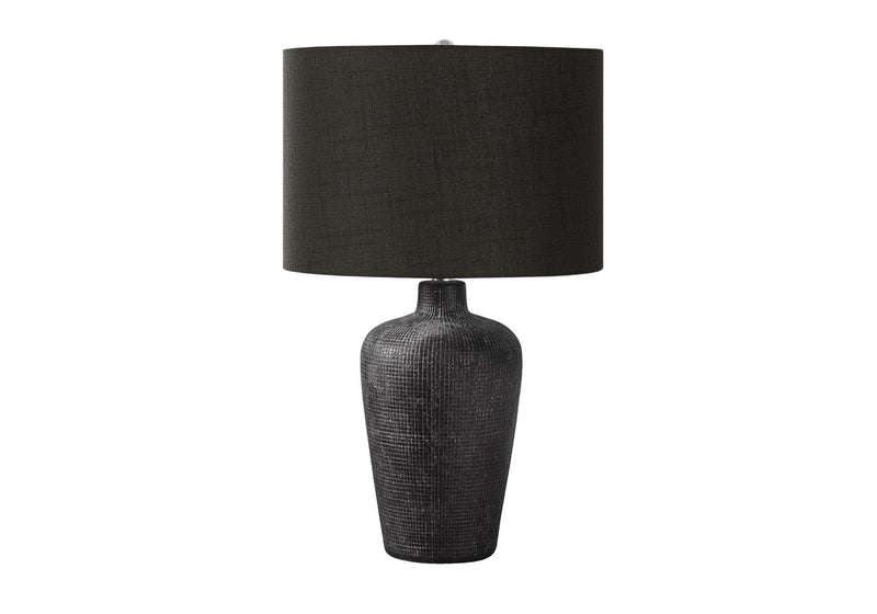 Ceramic Round Table Lamp With Black Drum Shade - Black