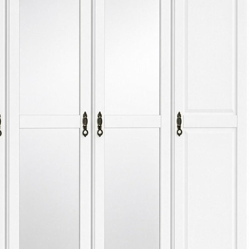 Solid Wood Mirrored Four Door Combo Dresser (764846) - White
