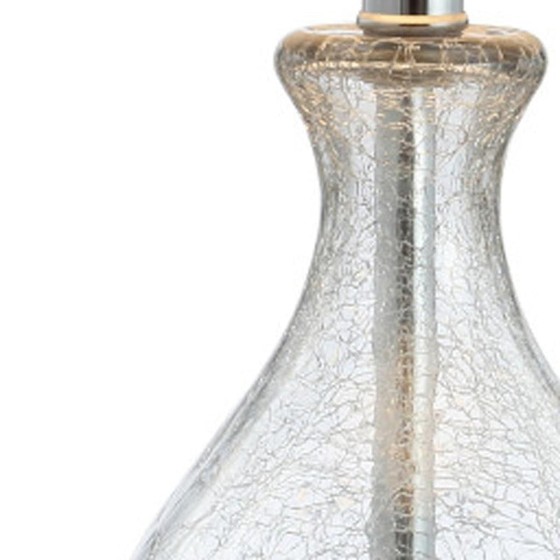 21" Gourd Table Lamp With Drum Shade - Clear