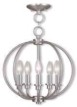 Load image into Gallery viewer, 15" Five Light Dimmable Chandelier With Shades - Nickel
