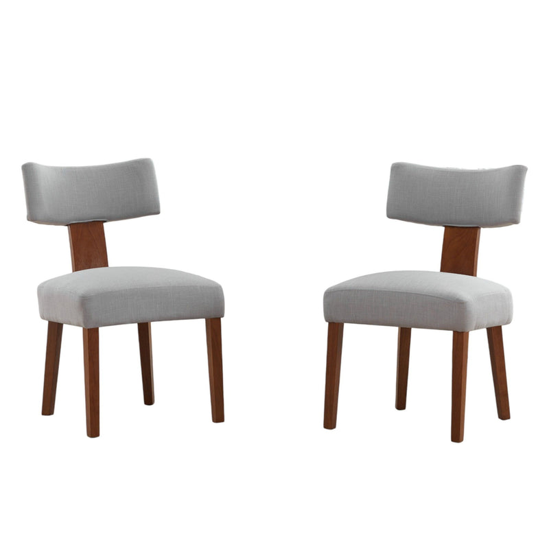 Linen Solid Wood Dining Side Chairs (Set of 2) - Gray / Brown