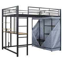 Load image into Gallery viewer, Loft Bed With Desk, Shelves, Power Outlet, LED Light And Wardrobe
