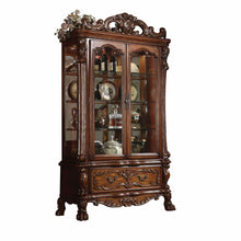 Load image into Gallery viewer, Oak Wood Poly Resin Glass Curio Cabinet - Cherry
