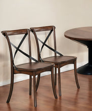 Load image into Gallery viewer, Cross Back Dining Side Chairs (Set of 2) - Brown
