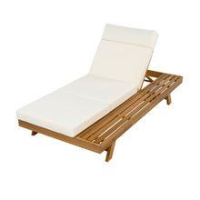Load image into Gallery viewer, Acacia Wood Lounge Chaise Set With Headrest And Water Resistant Cushions - Beige
