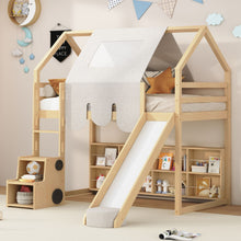 Load image into Gallery viewer, Loft Bed With House Shaped Frame And Tent
