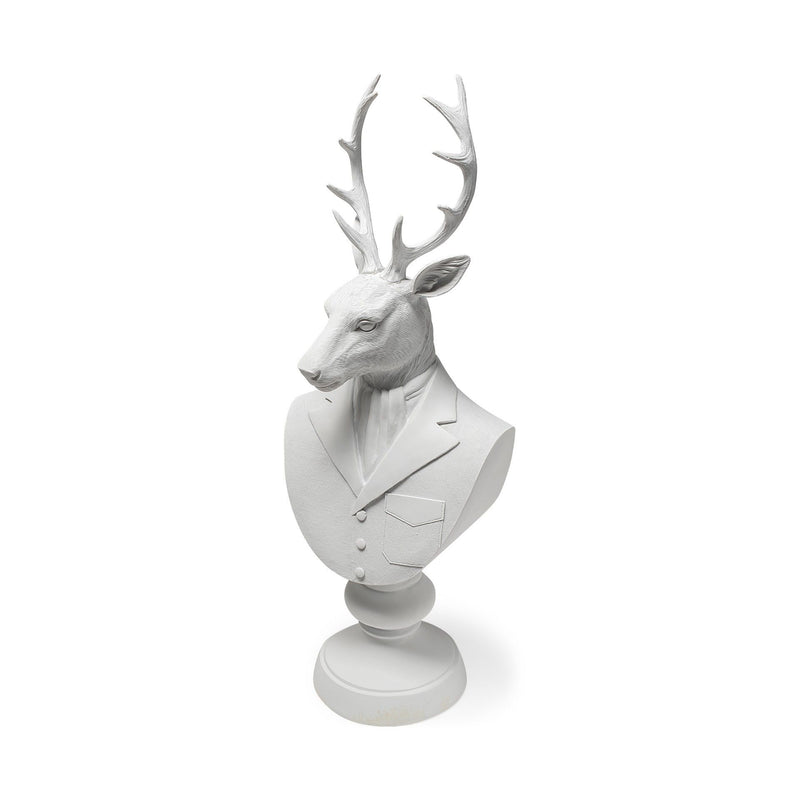 Poly Suited Deer Bust Tabletop Sculpture - White