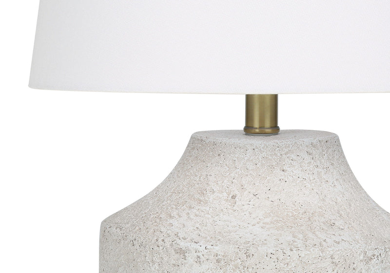 Concrete Urn Table Lamp With Empire Shade - Cream