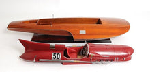 Load image into Gallery viewer, Ferrary Hydroplane RC Ready Boat Hand Painted Decorative Boat - Brown
