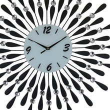 Load image into Gallery viewer, Silent Analog Starburst Wall Clock - Black / White / Silver
