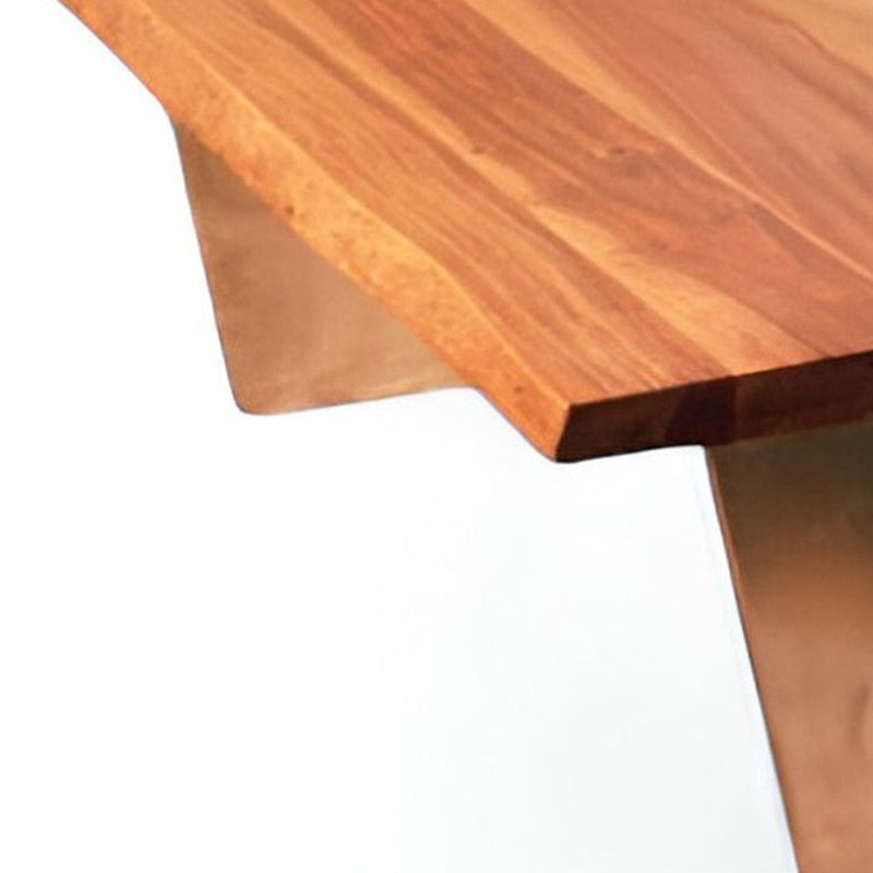Solid Wood And Steel Coffee Table - Natural