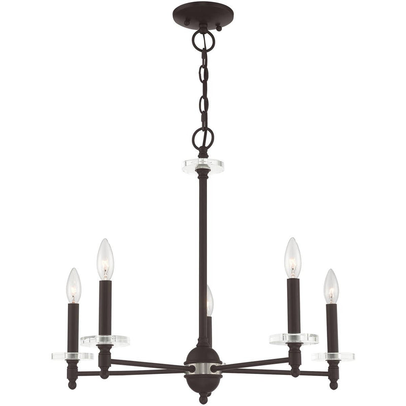 22'' Five-Light Dimmable Chandelier With Shades - Bronze