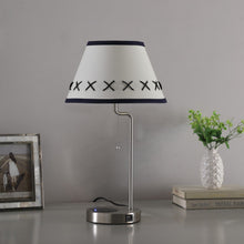 Load image into Gallery viewer, Bedside Table Lamp With Off-White Empire Shade - Silver
