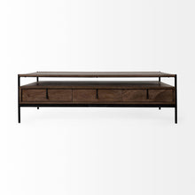 Load image into Gallery viewer, Rectangular Solid Wood Metal Coffee Table W 3 Drawers - Brown And Black
