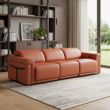 Load image into Gallery viewer, Top Grain Leather Reclining Metal USB Sofa (720362) - Camel

