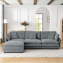 Load image into Gallery viewer, L-Shaped Sectional Sofa With Ottoman, Convertible 4 Seater Couch
