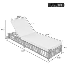Load image into Gallery viewer, Outdoor Lounge Chair With 5 Position Backrest With Cushion And Wheels
