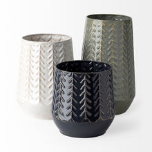 Load image into Gallery viewer, Organically Embossed Chevron Vase - Navy
