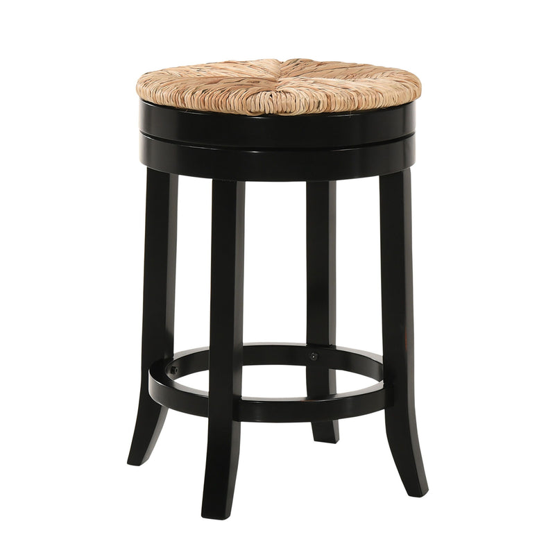 Solid Wood Swivel Backless Counter Height Bar Chair - Natural And Black
