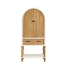 Load image into Gallery viewer, Arched Flower Carved Door Accent Sideboard Cabinet With 1 Drawer And Shelf, Cabinet For Kitchen - Natural / White
